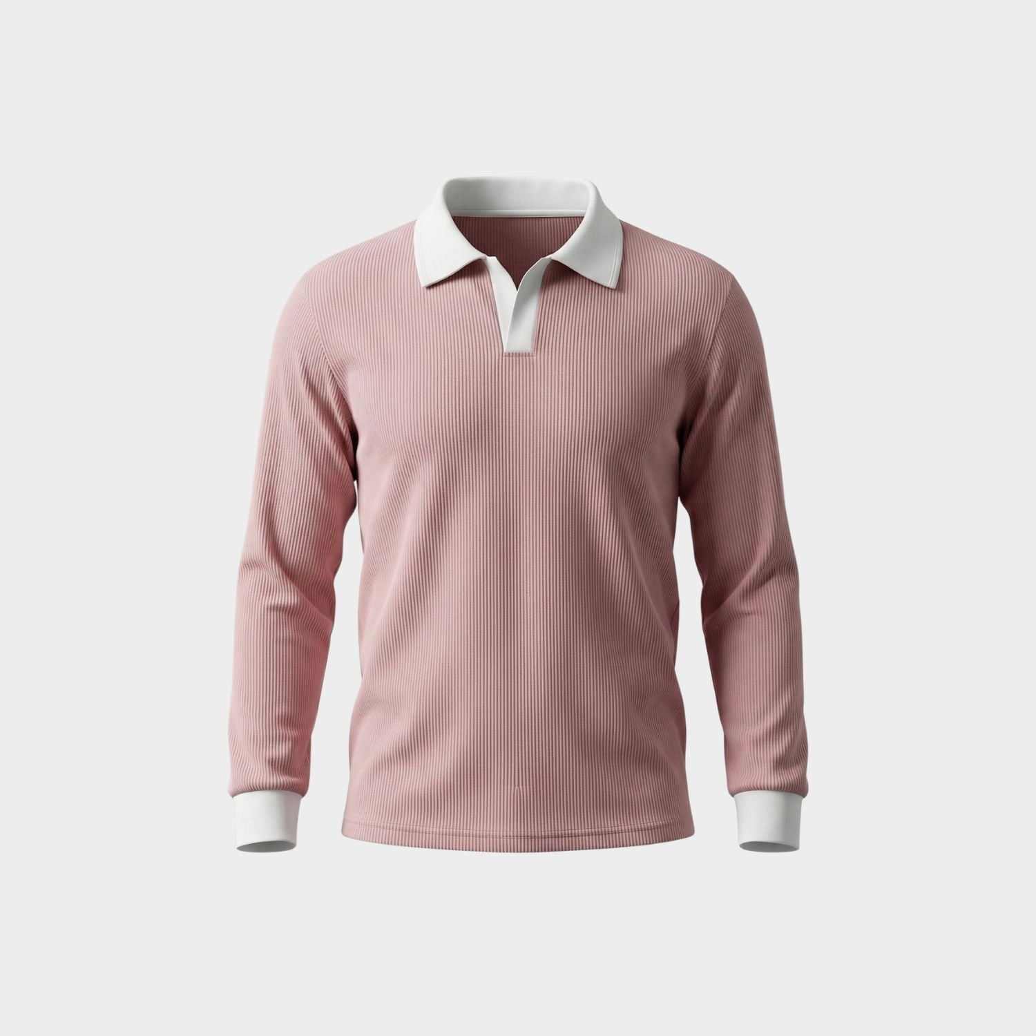 Baby Pink Waffle Knit Rugby Polo