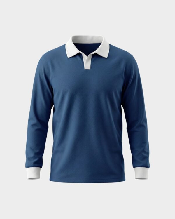 Royal Blue Waffle Knit Rugby Polo