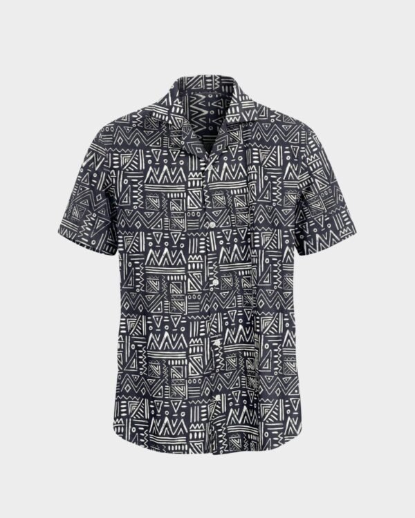 Tribal Print Cuban Shirt (Etheral Echo)