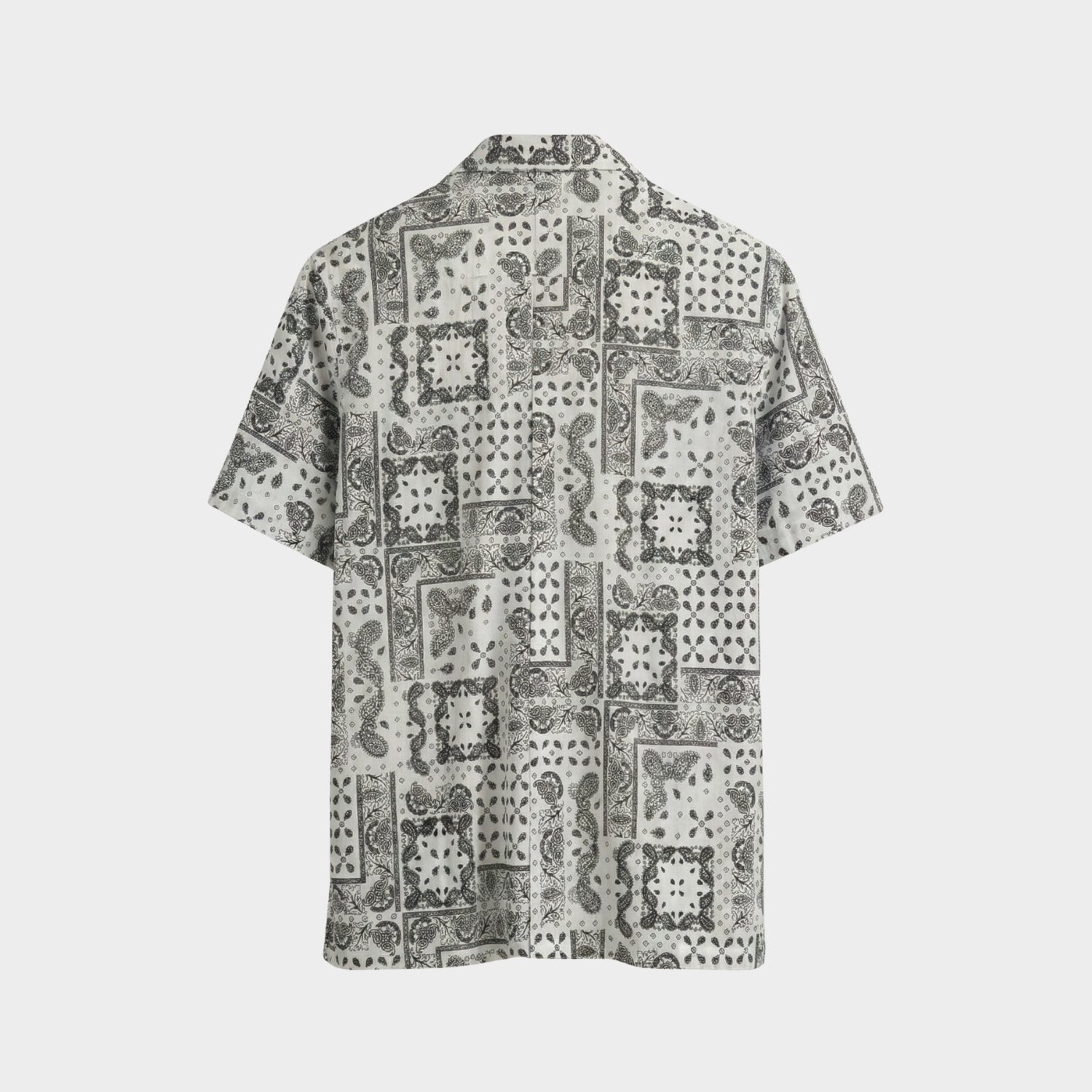 White Paisley Bandana Print Cuban Shirt (Safiyar shade)