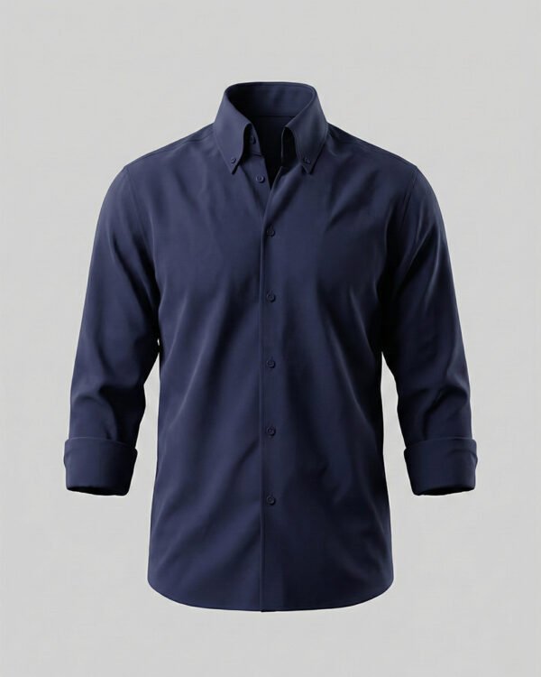 Forest Blue Luxe Satin-Stretch Shirt