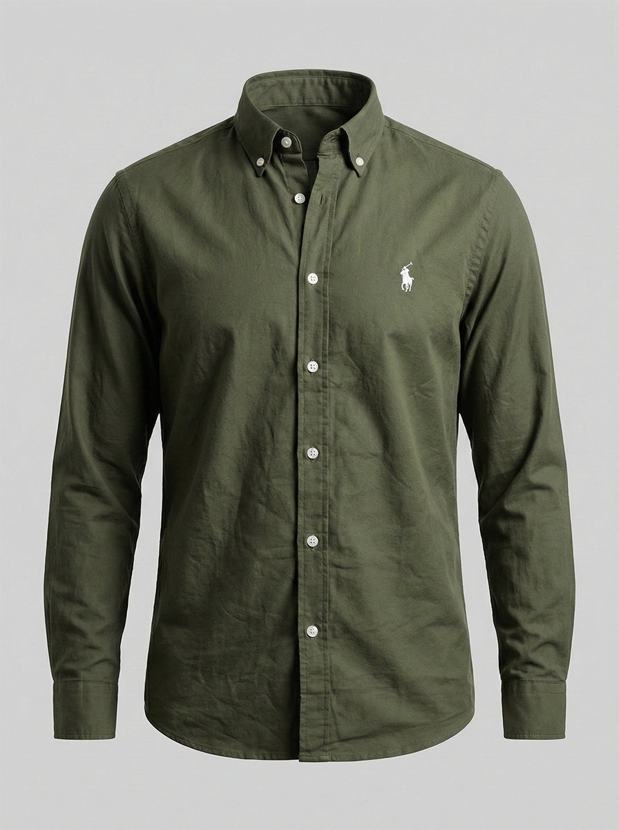Forest Green Solid Oxford Shirt