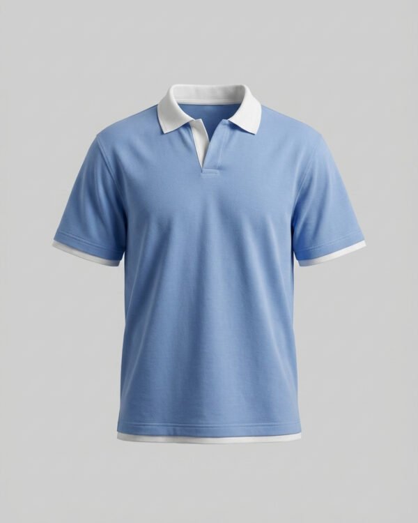 Sky Blue Boxy Fit Polo