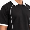 Premium Boxy Fit Lycra Polo Shirt with Contrast Piping (Black) - Image 3