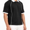Premium Boxy Fit Lycra Polo Shirt with Contrast Piping (Black) - Image 4