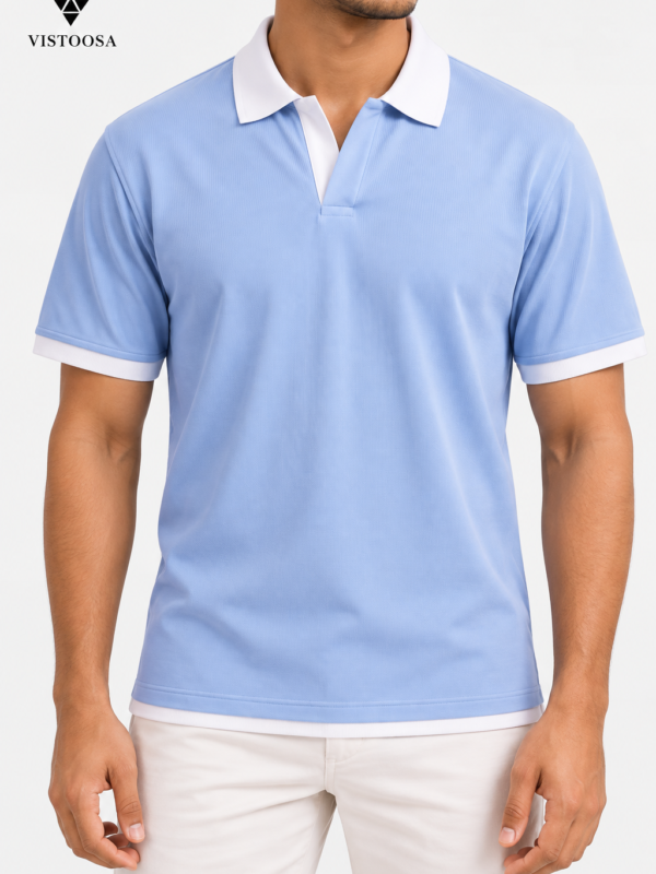 Sky Blue Boxy Fit Polo