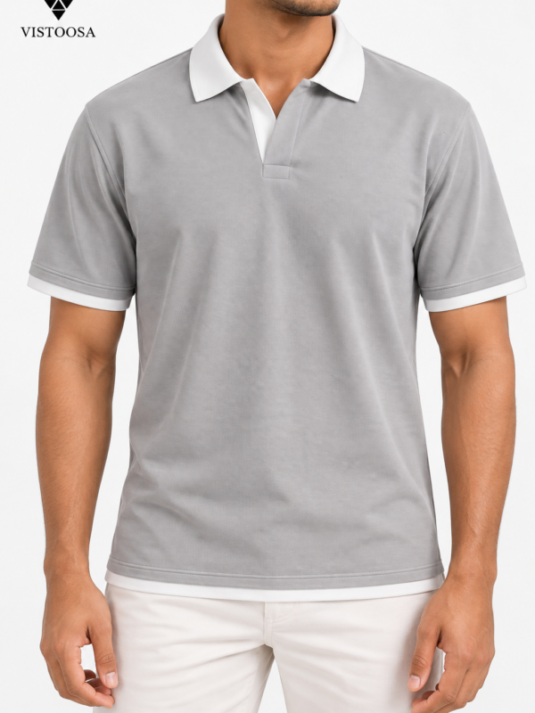 Ash Grey Boxy Fit Polo