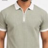 Premium Sage Green Waffle Zipper Polo - Image 2