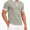Premium Sage Green Waffle Zipper Polo - Image 3