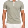 Premium Sage Green Waffle Zipper Polo