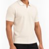 Premium Waffle Knit Plain V-Neck Fancy Polo Off White - Image 2