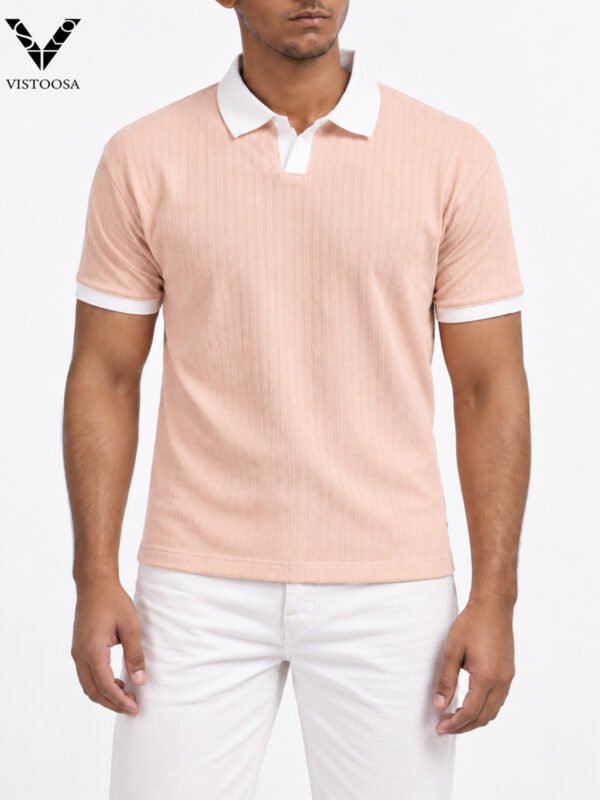 Nude Pink Johnny Collar (V-neck) Polo