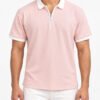 Premium Baby Pink Waffle Zipper Polo