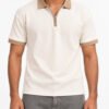 Premium Off White Waffle Zipper Polo